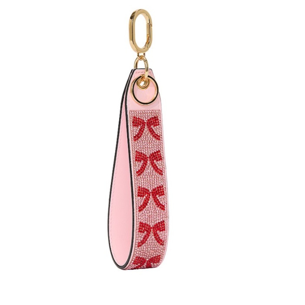 Victoria's Secret Pink and Red Bow Wristlet key charm holder